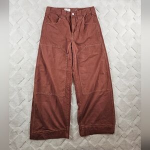 Anthropologie Puddle Curve Wide Leg Pants Womens 27 Brown Double Knee Baggy